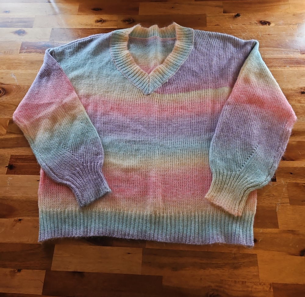 Colorful V-Neck Women's Sweater